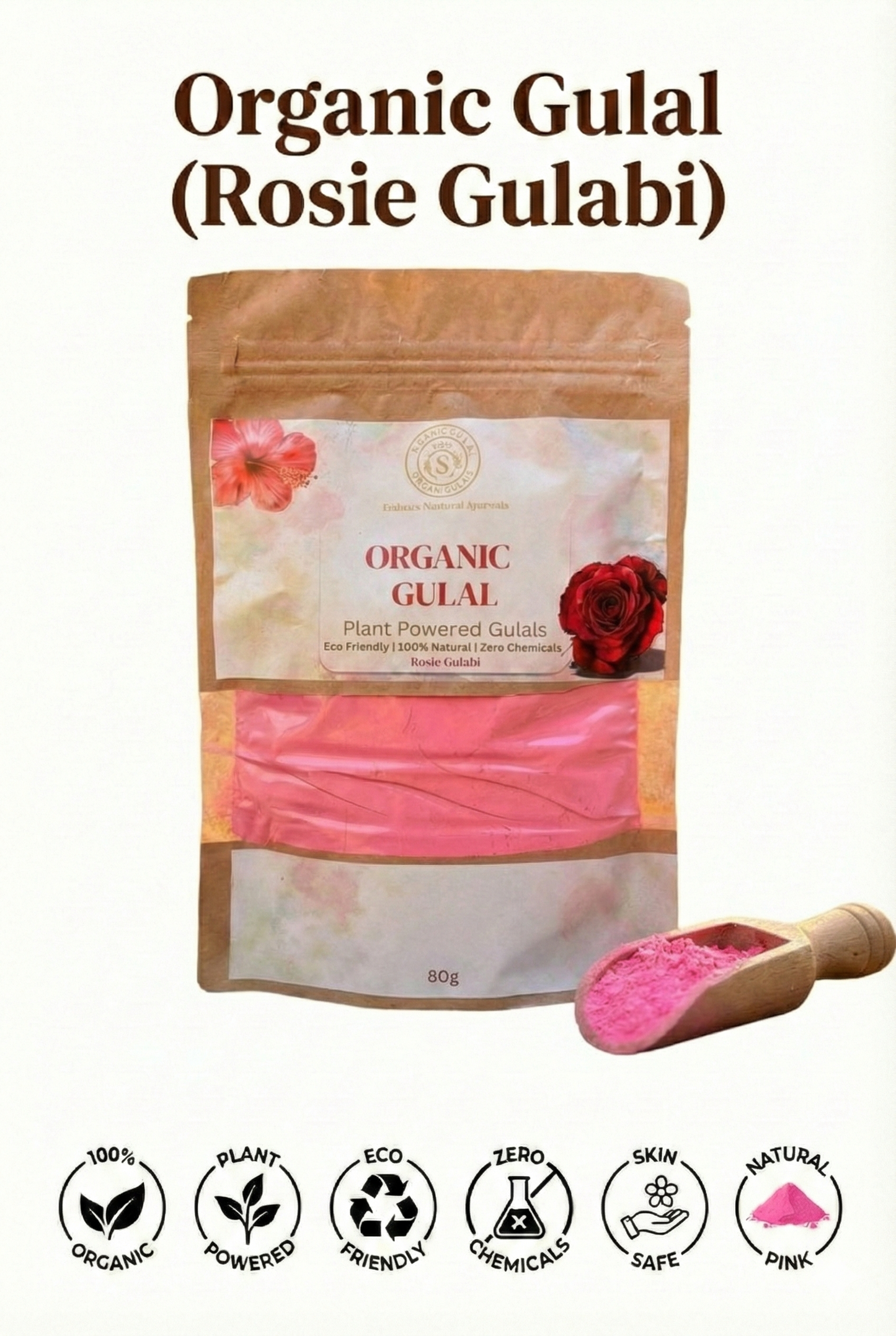 Organic Gulal Rosie Gulabi 80g