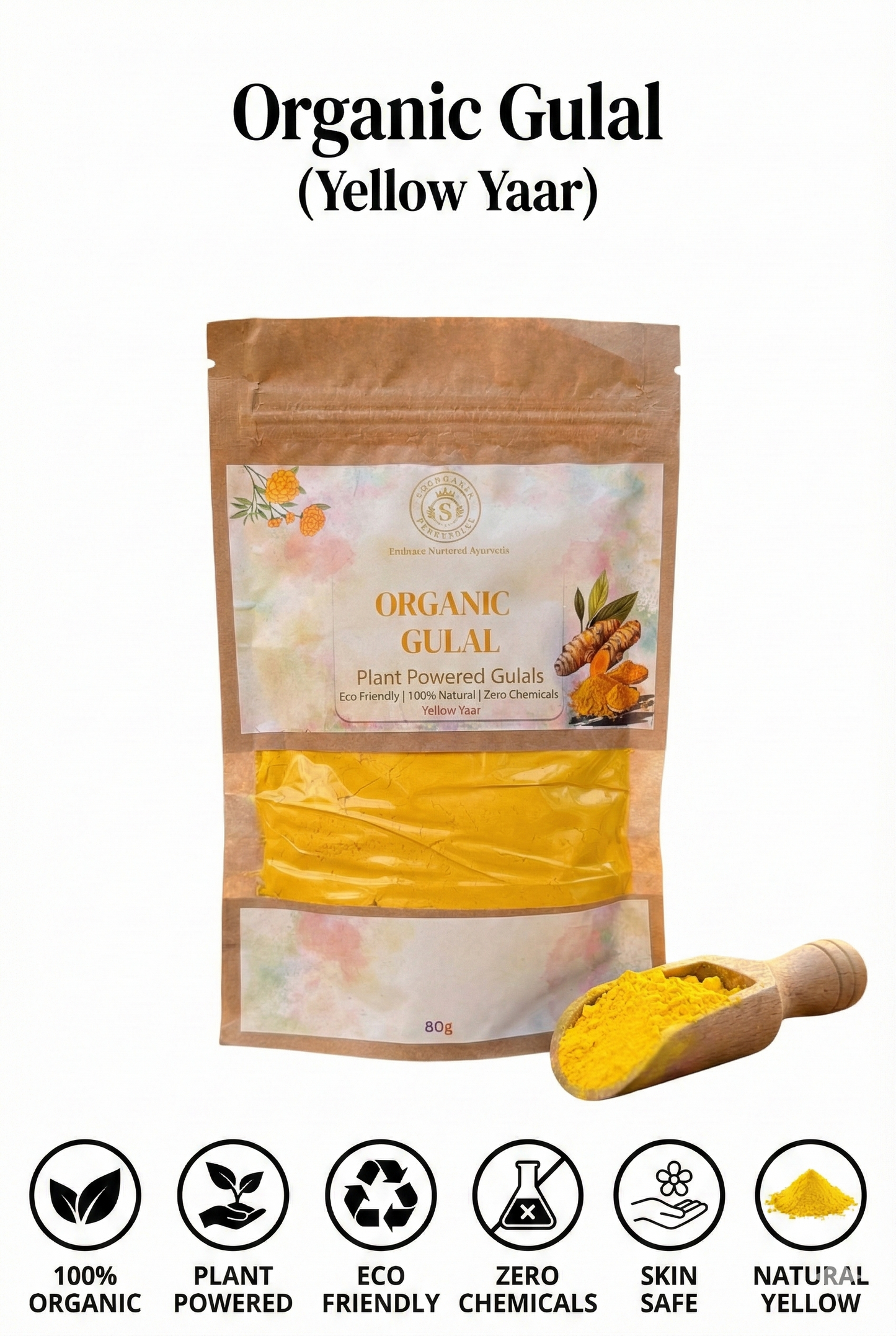 Organic Gulal Yellow Yaar 80g